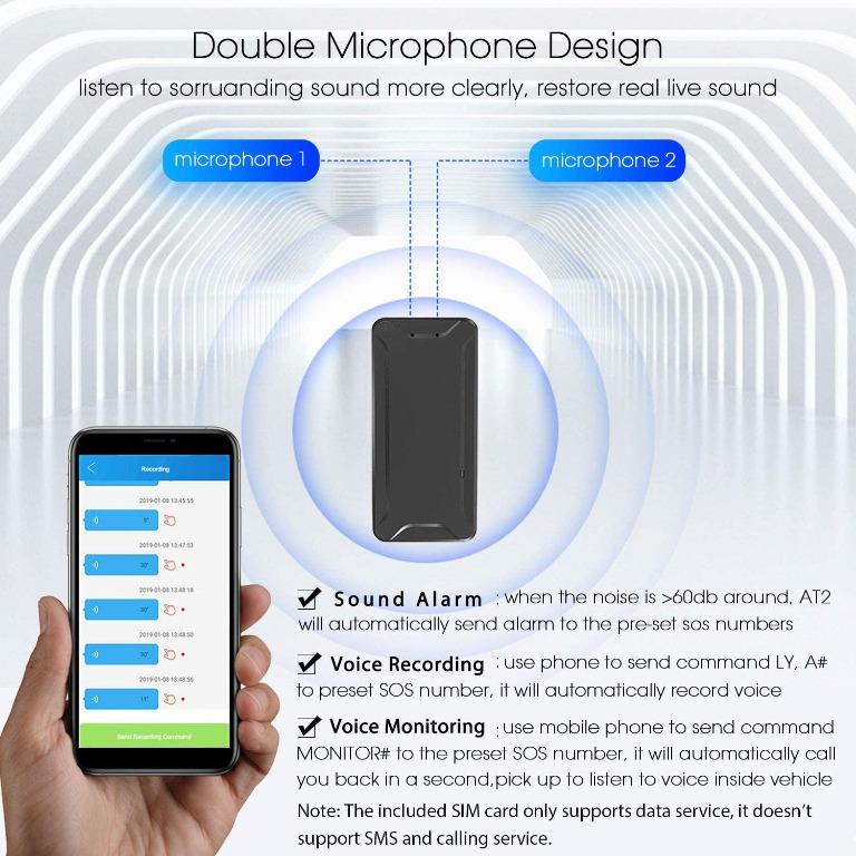 "Mini GPS Tracker, AT2 GPS Tracker Devices with Strong Anti