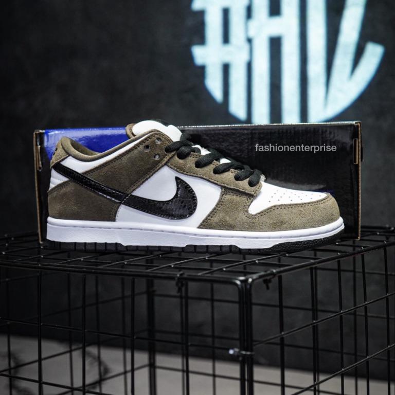 Nike SB Dunk Low White Black Trail End Brown, Men's Fashion ...