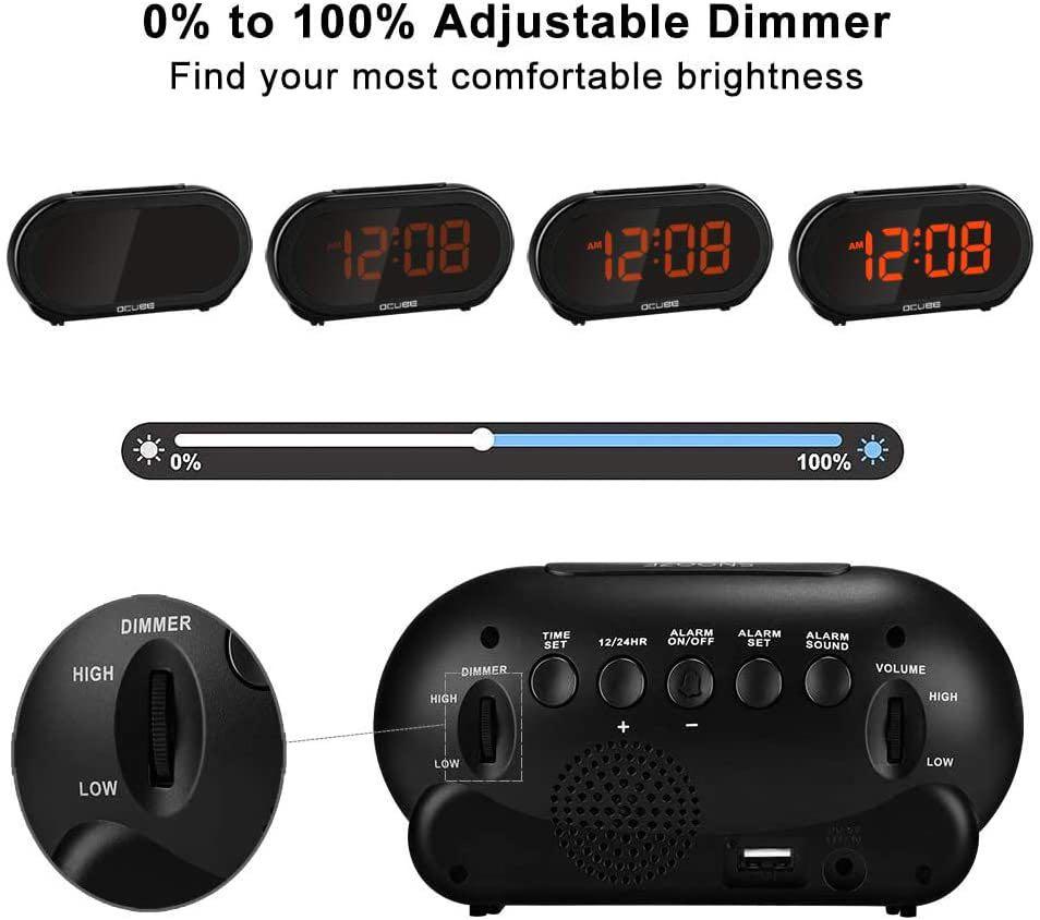 OCUBE Digital Alarm Clock, Bedside Clock with 5 Optional Alarm Sounds