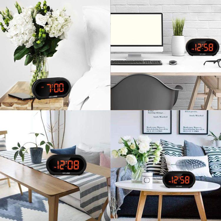 OCUBE Digital Alarm Clock, Bedside Clock with 5 Optional Alarm Sounds