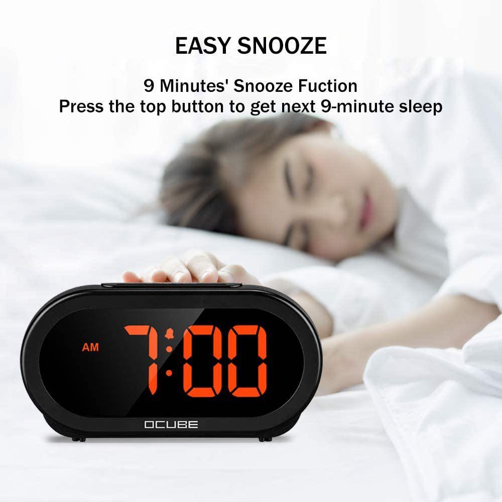 OCUBE Digital Alarm Clock, Bedside Clock with 5 Optional Alarm Sounds