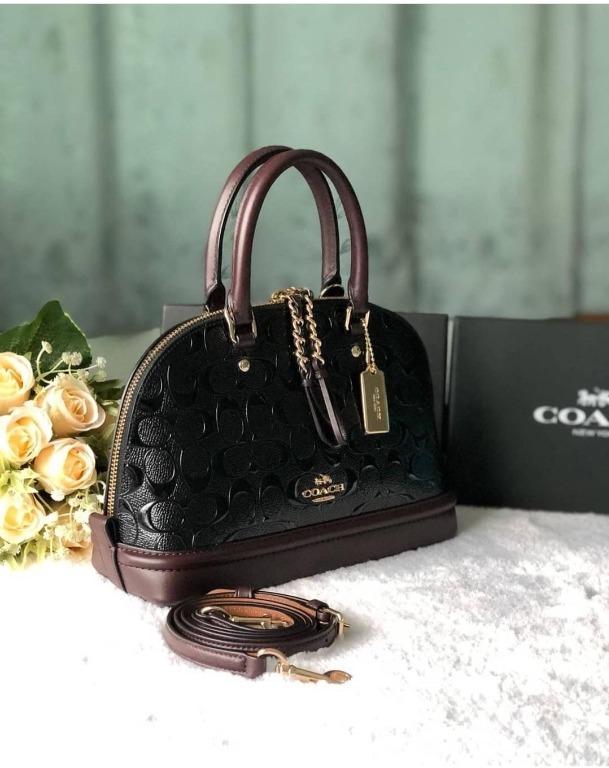Coach mini sierra satchel in signature debossed patent leather store