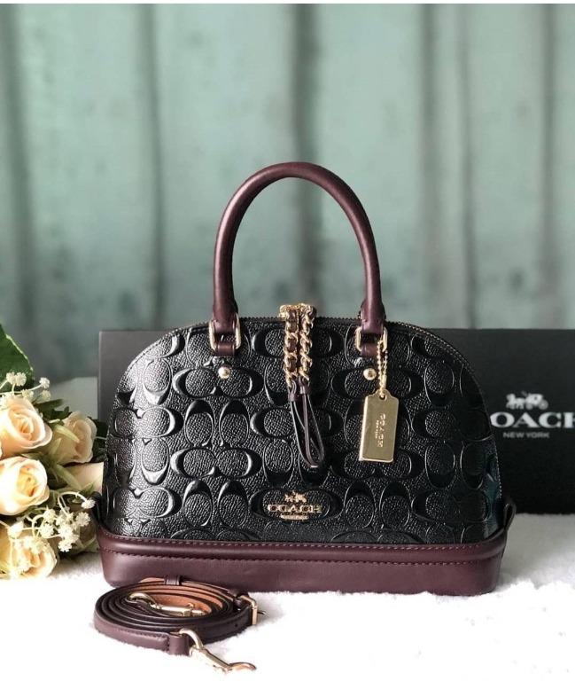 Coach mini sierra satchel in signature debossed patent leather online