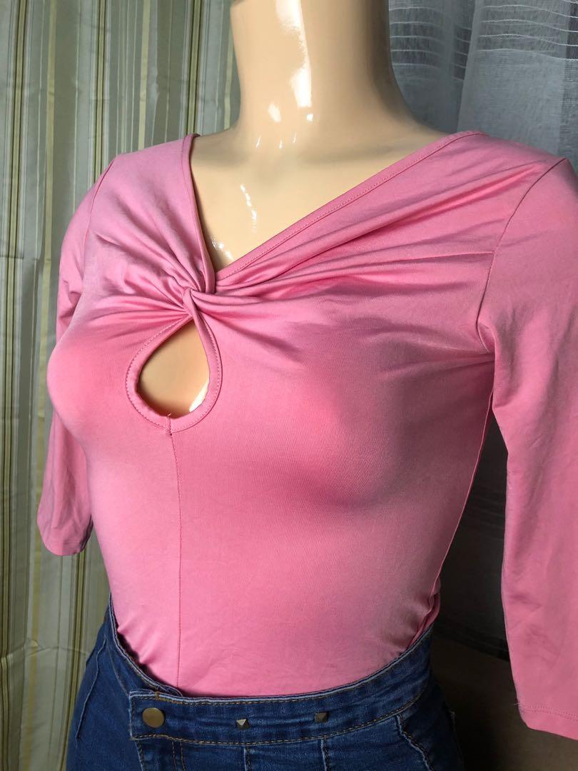 Pink Sexy Cleavage Top, Women's Fashion, Tops, Blouses on Carousell