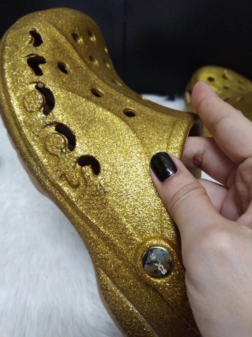 Disney rose top gold crocs