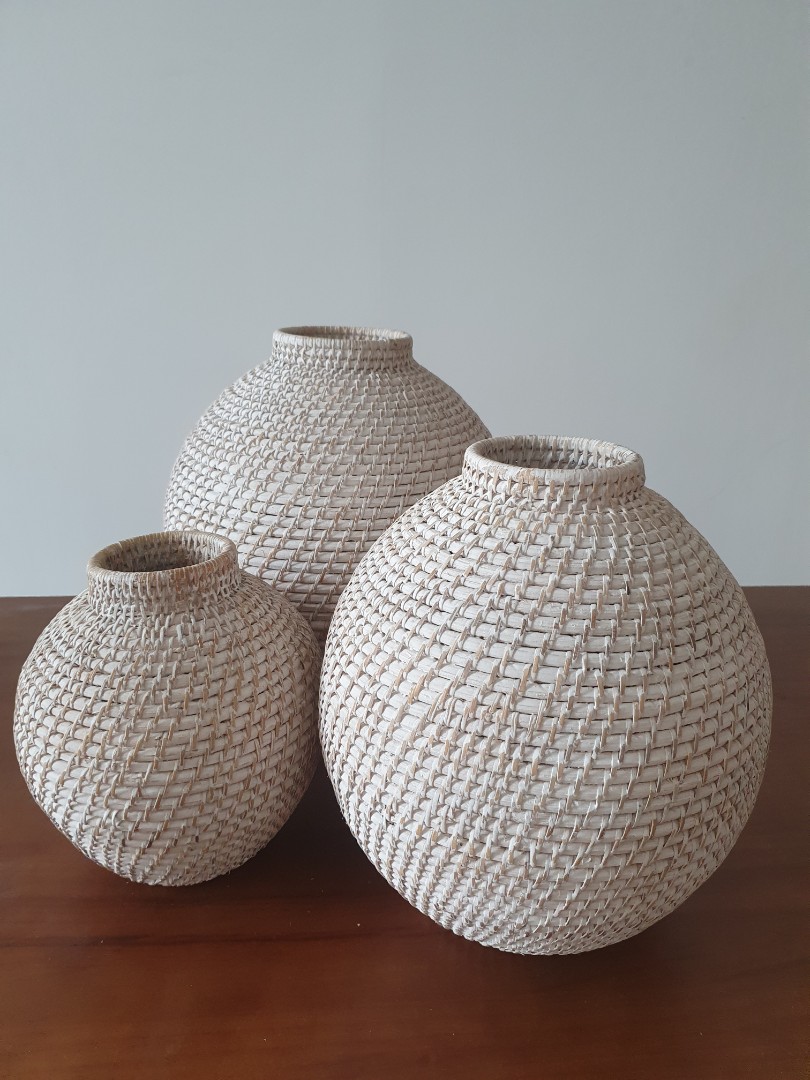 Rattan vases set, Furniture & Home Living, Home Decor, Vases