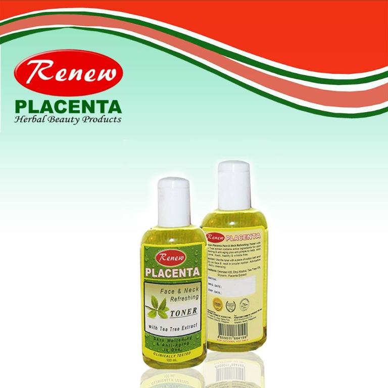 Renew Placenta Toner w/ Tea Tree Extract (Category: Face Care) located in Legazpi City. Submitted by lawkafrenzy (Listing ID 1149088443, Image 1). Description: Renew Placenta Face & Neck Refreshing toner This has tea tree oil and other active ingredients that promote fairer skin. With anti-aging plus anti-acne for the skin to become fresh, healthy and wrinkle-free. .