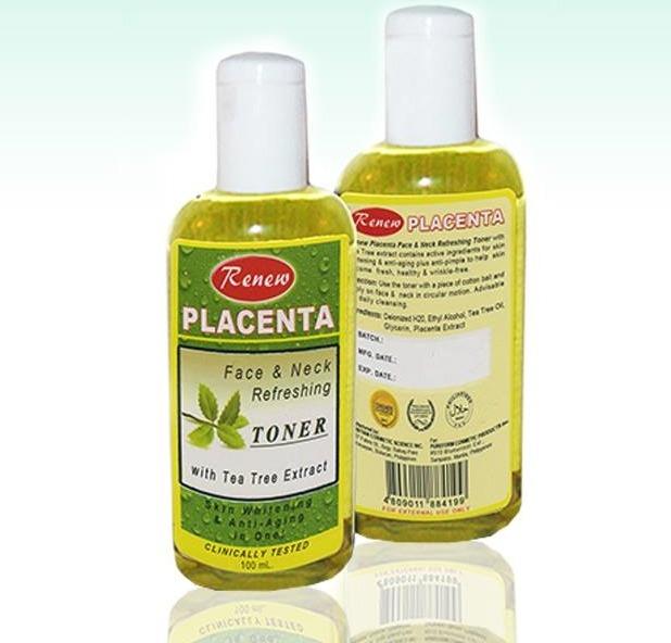 Renew Placenta Toner w/ Tea Tree Extract (Category: Face Care) located in Legazpi City. Submitted by lawkafrenzy (Listing ID 1149088443, Image 2). Description: Renew Placenta Face & Neck Refreshing toner This has tea tree oil and other active ingredients that promote fairer skin. With anti-aging plus anti-acne for the skin to become fresh, healthy and wrinkle-free. .