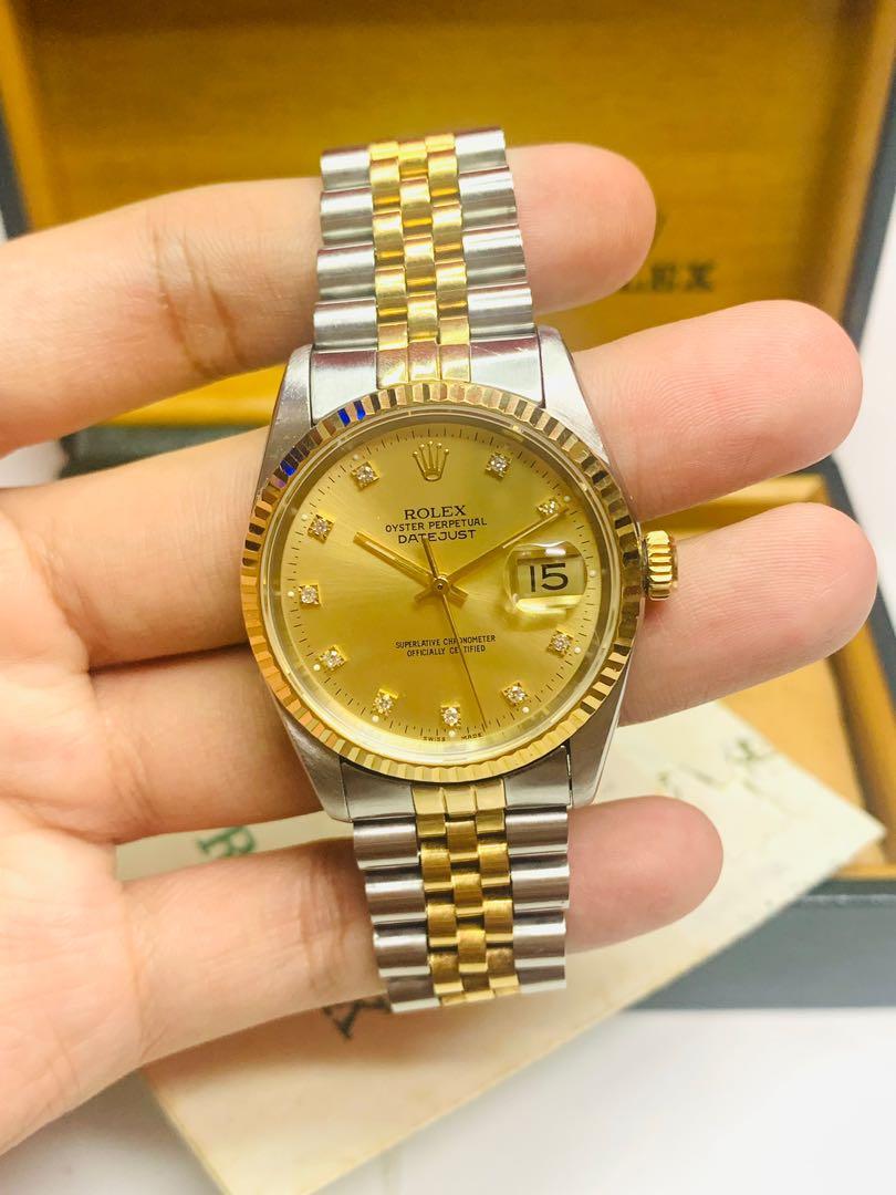 ROLEX Datejust 16233 Diamond Dial 36mm Automatic Watch All Original Bracelet Watch Certificate