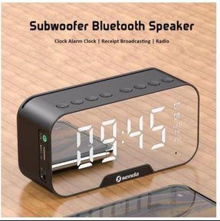 Senda Mini Audio Bluetooth Speaker With FM Radio Desktop Mirror Screen Display & Digital Alarm Clock