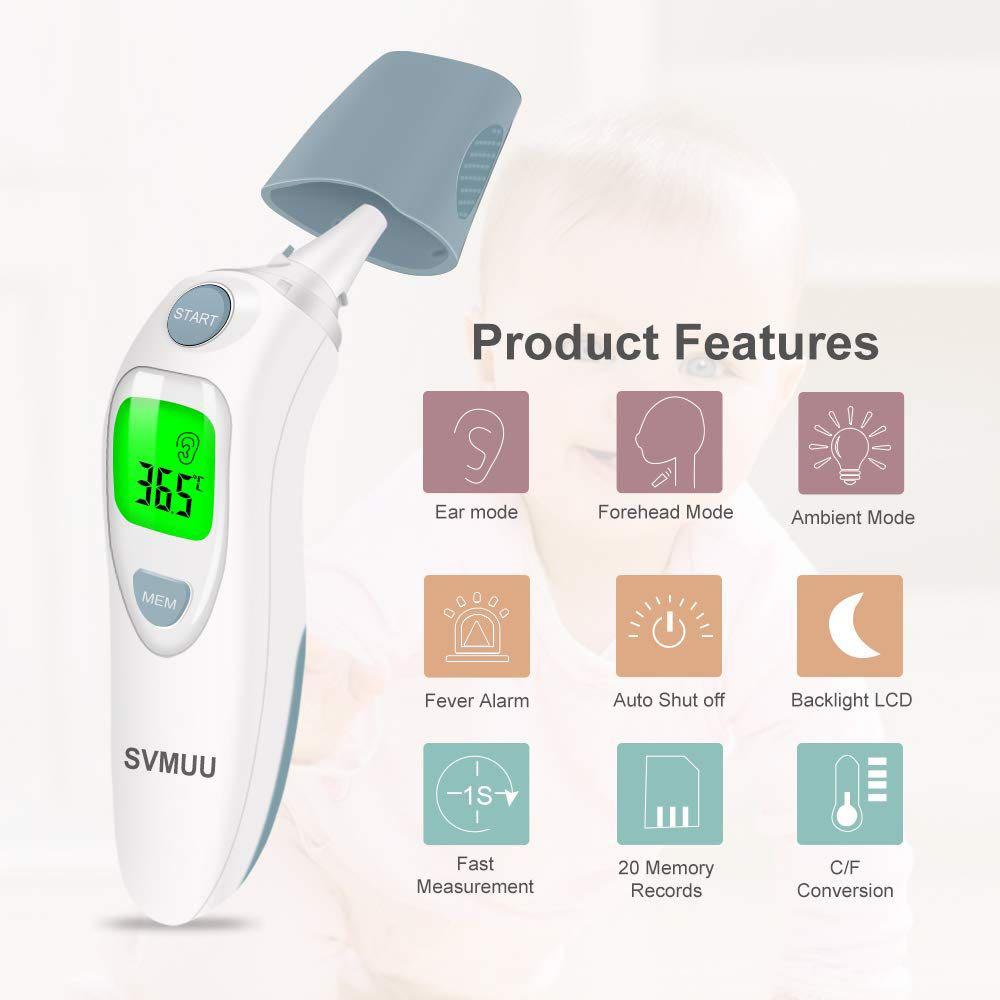 SVMUU Ear and Forehead Thermometer, Digital Infrared Thermometer for