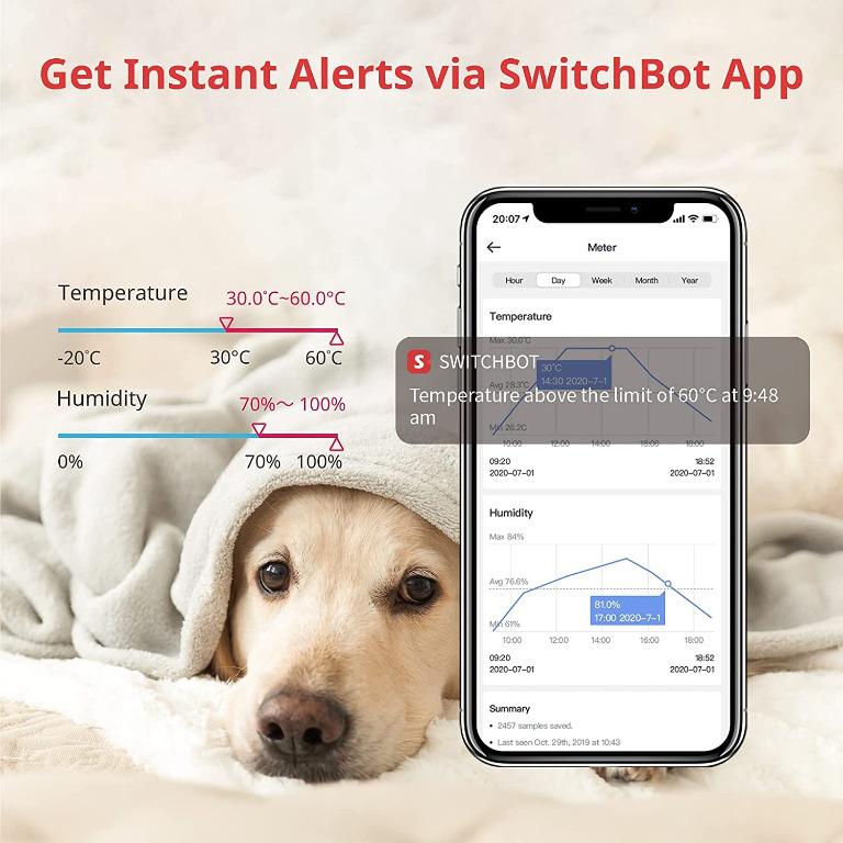 SwitchBot WiFi Thermometer Hygrometer 4 Pack with Hub 2, IP65