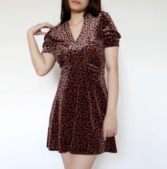 Topshop velvet floral dress new arrivals