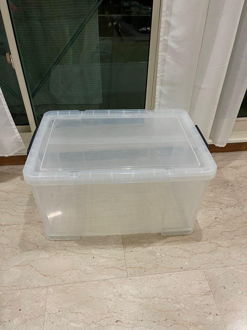 66qt Storage Bin Clear with White Lid - Room Essentials 66 qt