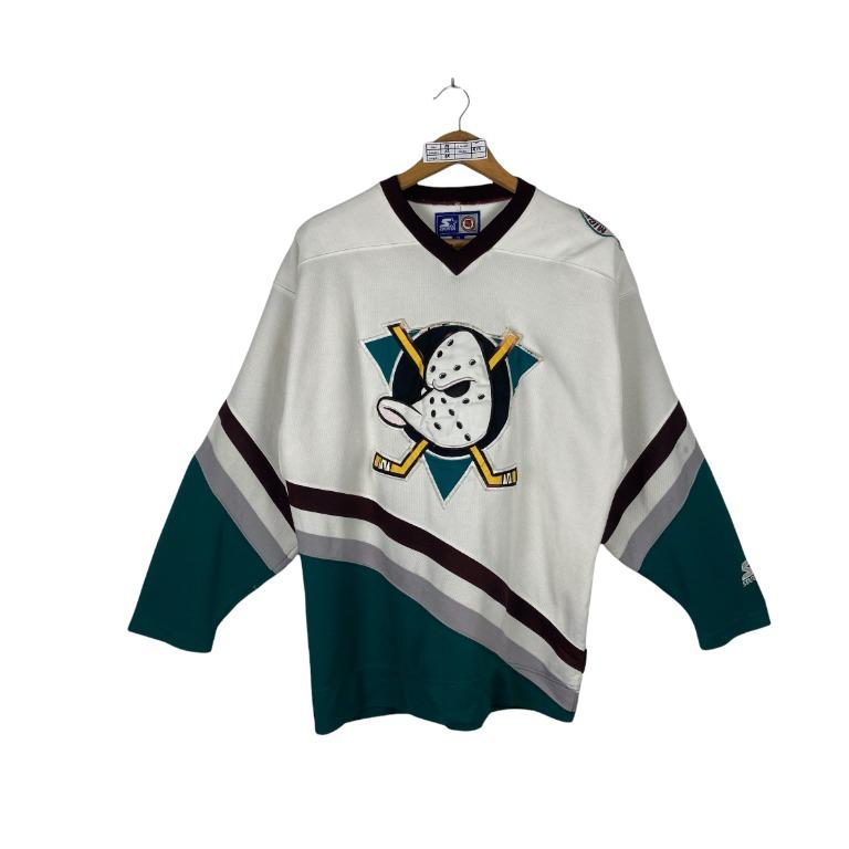 Starter Mighty Ducks Of Anaheim All Over Print NHL Hockey Jersey Vintage  White M
