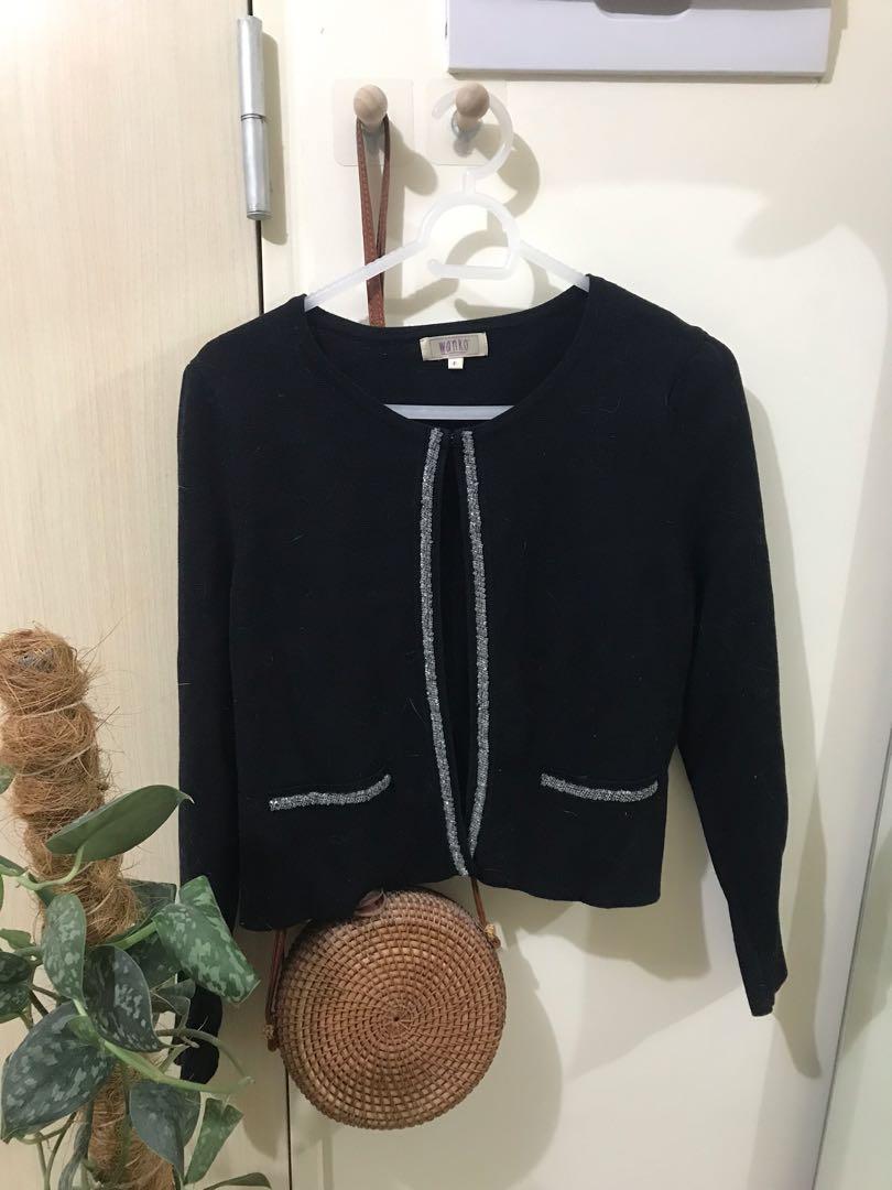 Wanko Vintage Elegant Knit Black Cardigan Plus Size Friendly