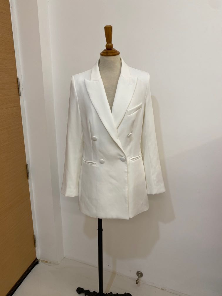 White Formal Blazer, Women's Fashion 