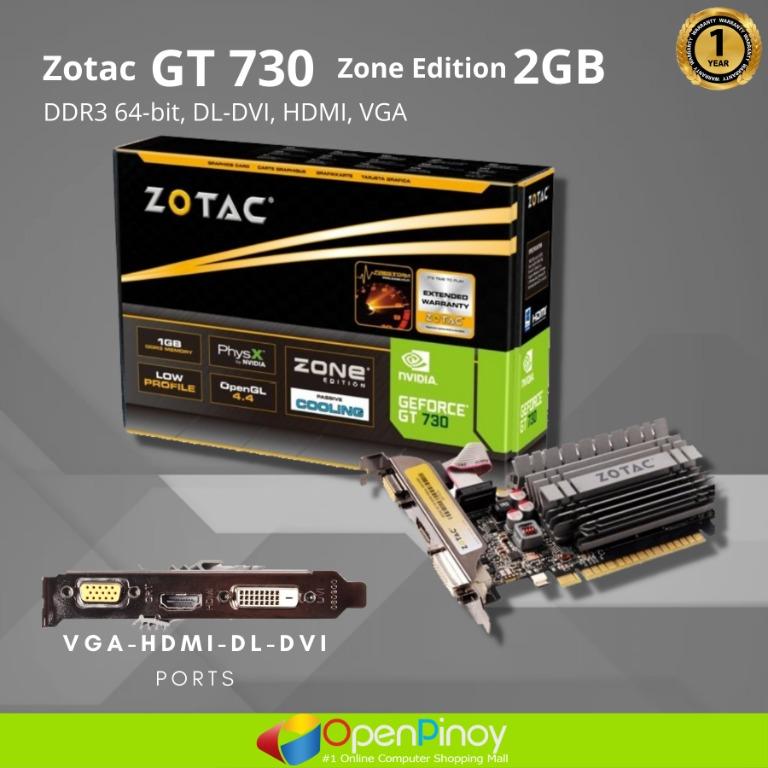 Zotac gt 730 zone edition 2gb 64bit ddr3 on sale
