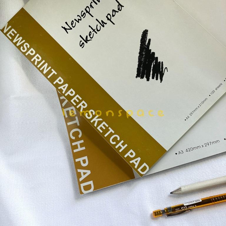 100 sheets Newsprint Paper Sketch Pad 50gsm A3 A4 pencil charcoal
