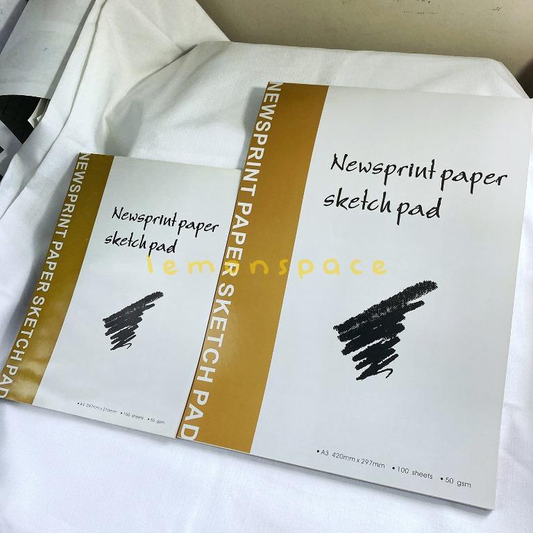 100 sheets Newsprint Paper Sketch Pad 50gsm A3 A4 pencil charcoal