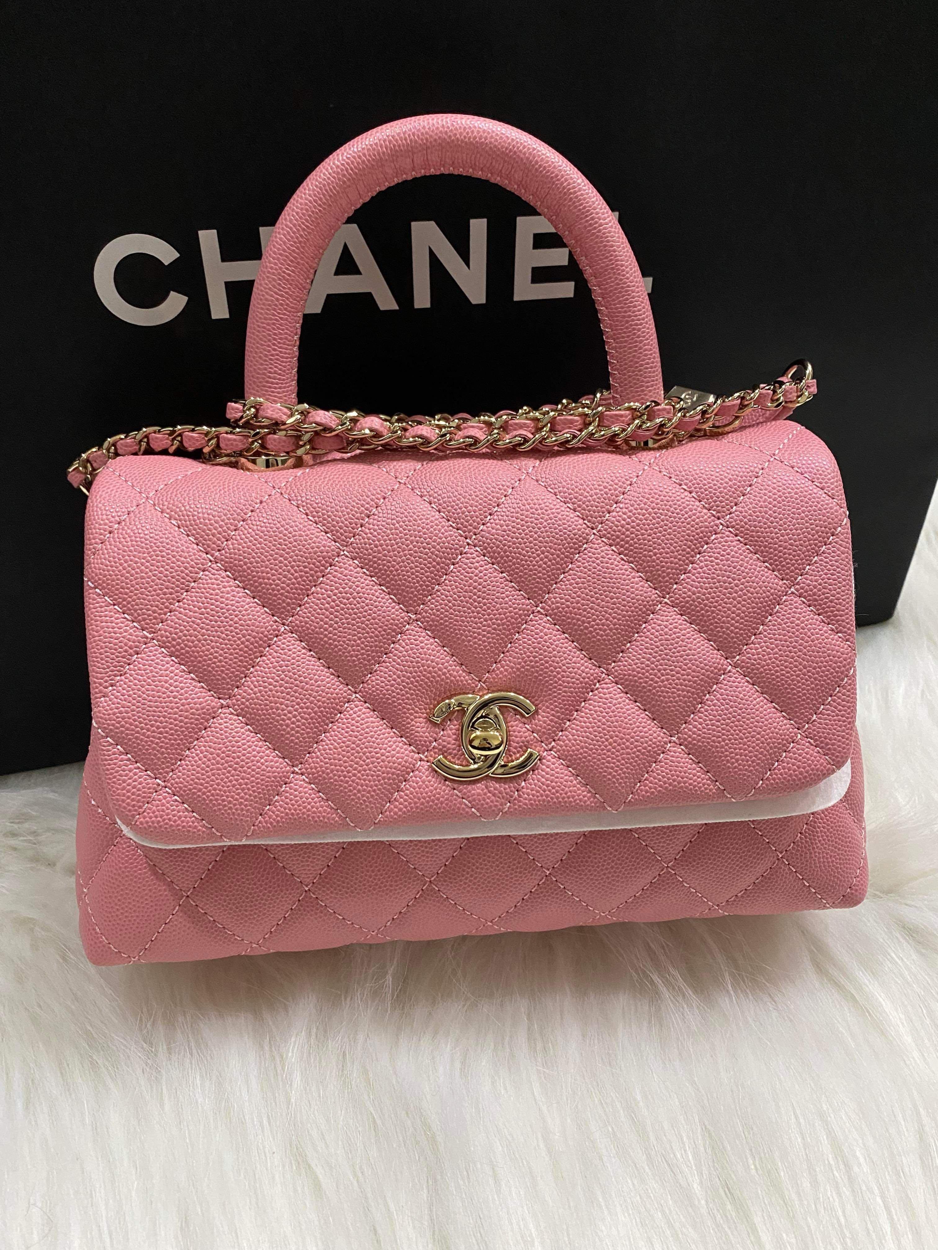 CHANEL Caviar Quilted Mini Coco Handle Flap Light Pink 1225866   FASHIONPHILE