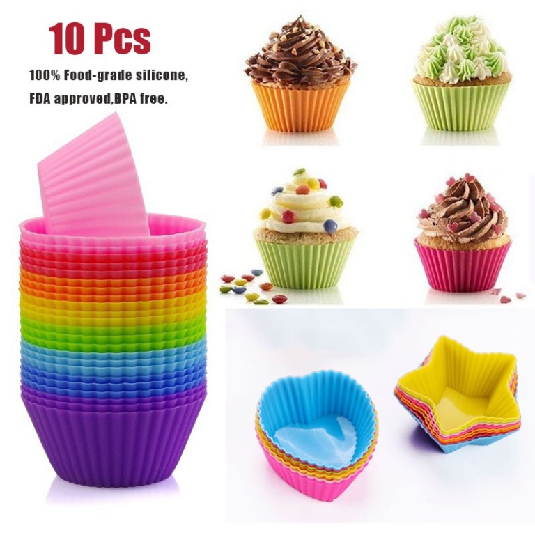 Flower Shape Muffin Cup Silicone Reusable Baking Cups for Pudding Bread Desserts 