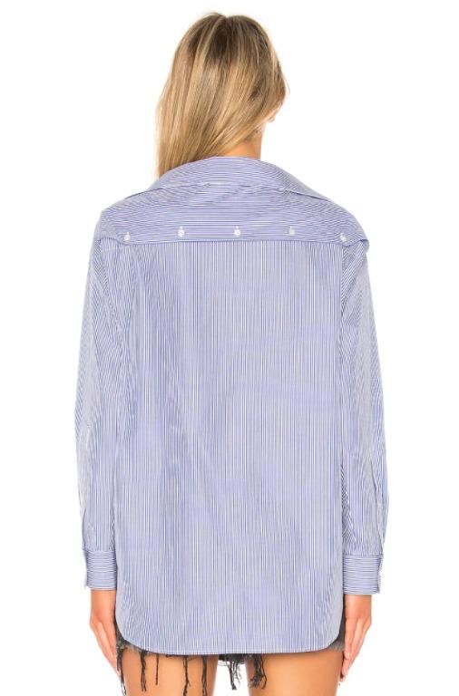 T By Alexander Wang Halter-Detail Striped Cotton Poplin Shirt