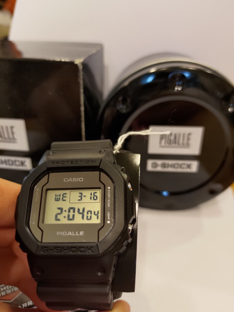 全新Casio G-Shock DW-5600PGB-1 限量聯名PIGALLE, 他的時尚, 手錶及