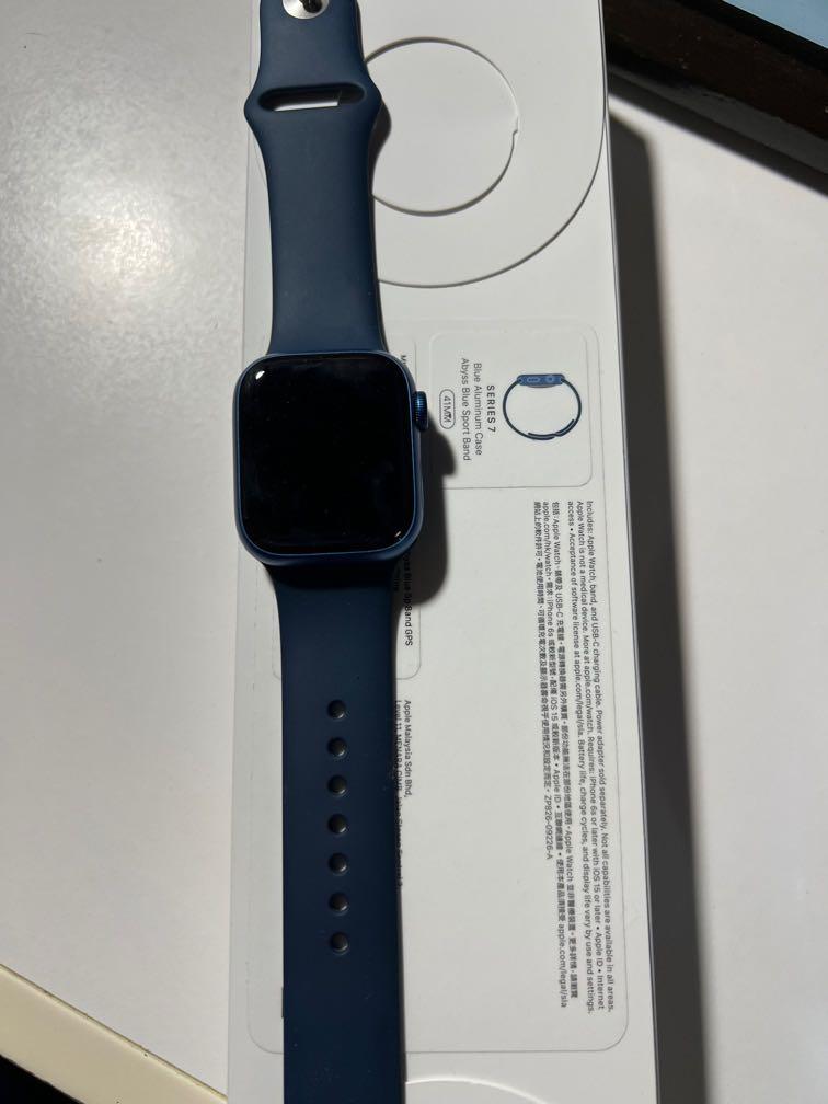 Apple Watch 7 41mm gps版藍色, 手提電話, 智能穿戴裝置及智能手錶