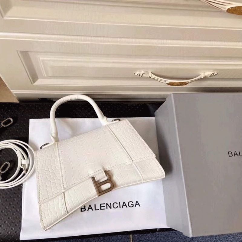 Hourglass Small Leather Shoulder Bag in White  Balenciaga  Mytheresa