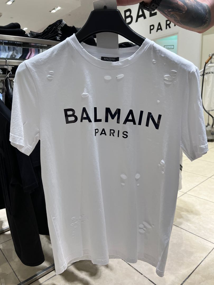 Balmain Logo Print T-Shirt Sale!, Men's Fashion, Tops & Sets, Tshirts ...