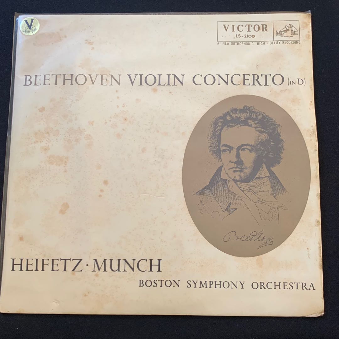 Beethoven Violin Concerto by Heifetz Munch Biston Symphony Orchestra ...