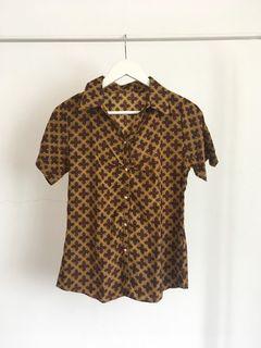 Brown Batik-A-Like Office Blouse