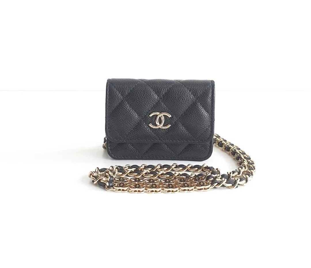 Chanel Black Caviar Gold Hardware Limited Edition CC chain logo card series  31, Luxury, Bags & Wallets on Carousell