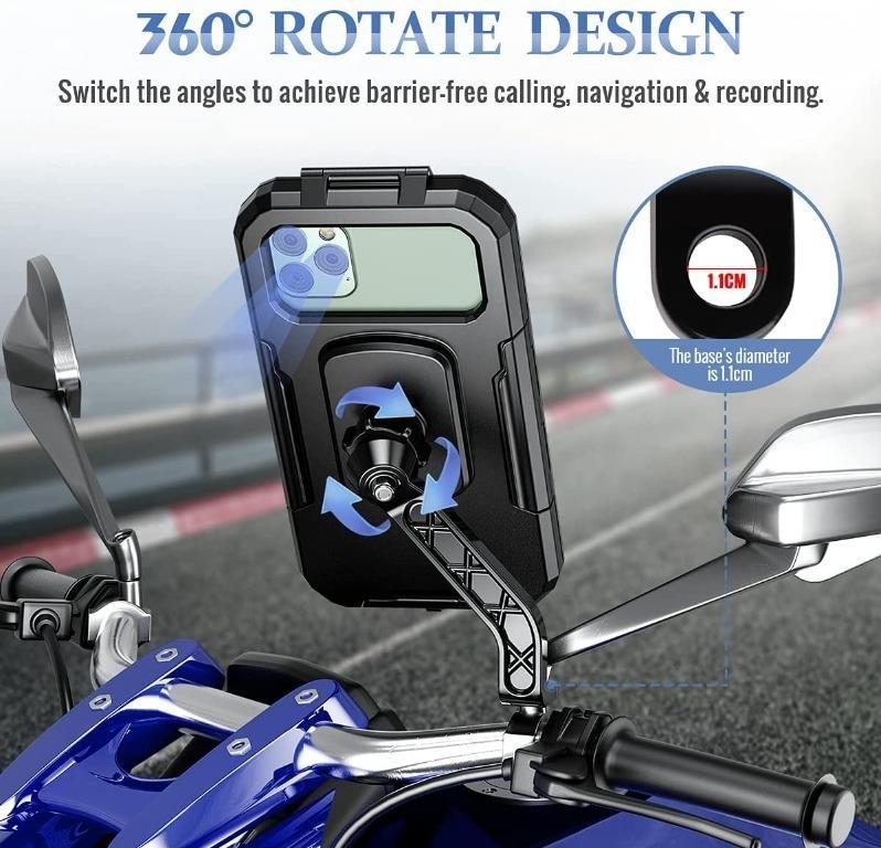 CLEARANCE) Universal Motorcycle Phone Mount Waterproof Motorcycle Phone  Holder Rearview Mirror 360° Rotate Detachable Motorbike Cellphone Mount  Holder With Touch Screen, FingerPrint & Face ID ( SIZE S), Motorcycles,  Motorcycle Accessories on Carousell