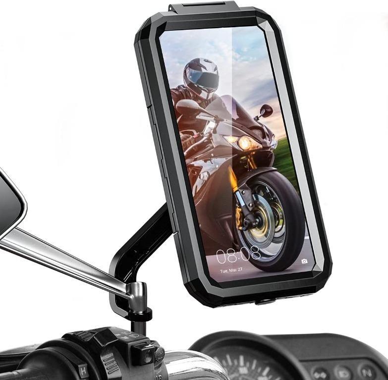 Motorcycle mirror outlet mount phone holder