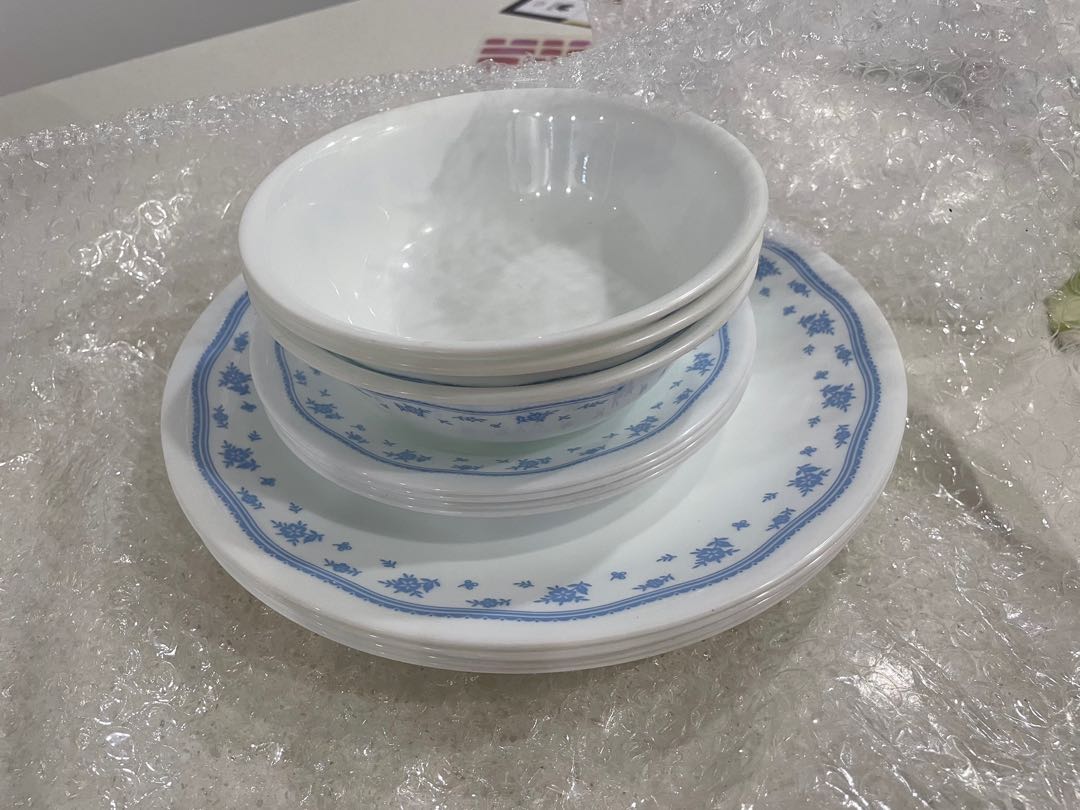 Corelle dinnerware morning blue Furniture Home Living Kitchenware Tableware Dinnerware Cutlery on Carousell
