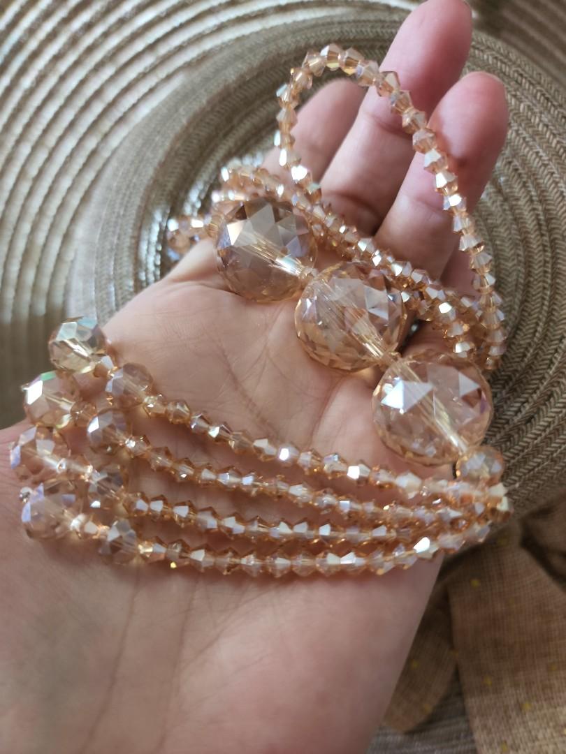 Champagne crystal necklace outlet