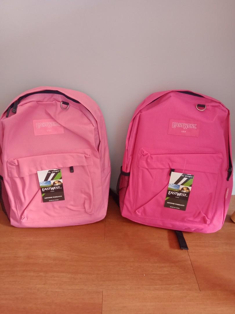 Eastwest USA backpack (Category: Diaper Bags & Wetbags) located in Manila. Submitted by PickClickShip (Listing ID 182334734, Image 1). Description: Eastwest Backpack USA - only dark pink and light pink available - medium size functional backpack - backpack/daypack with 600 denier construction - single main compartment and 1 front pocket - very durable - water resistant, polyester material - with key holder - with water bottle pocket - can store i