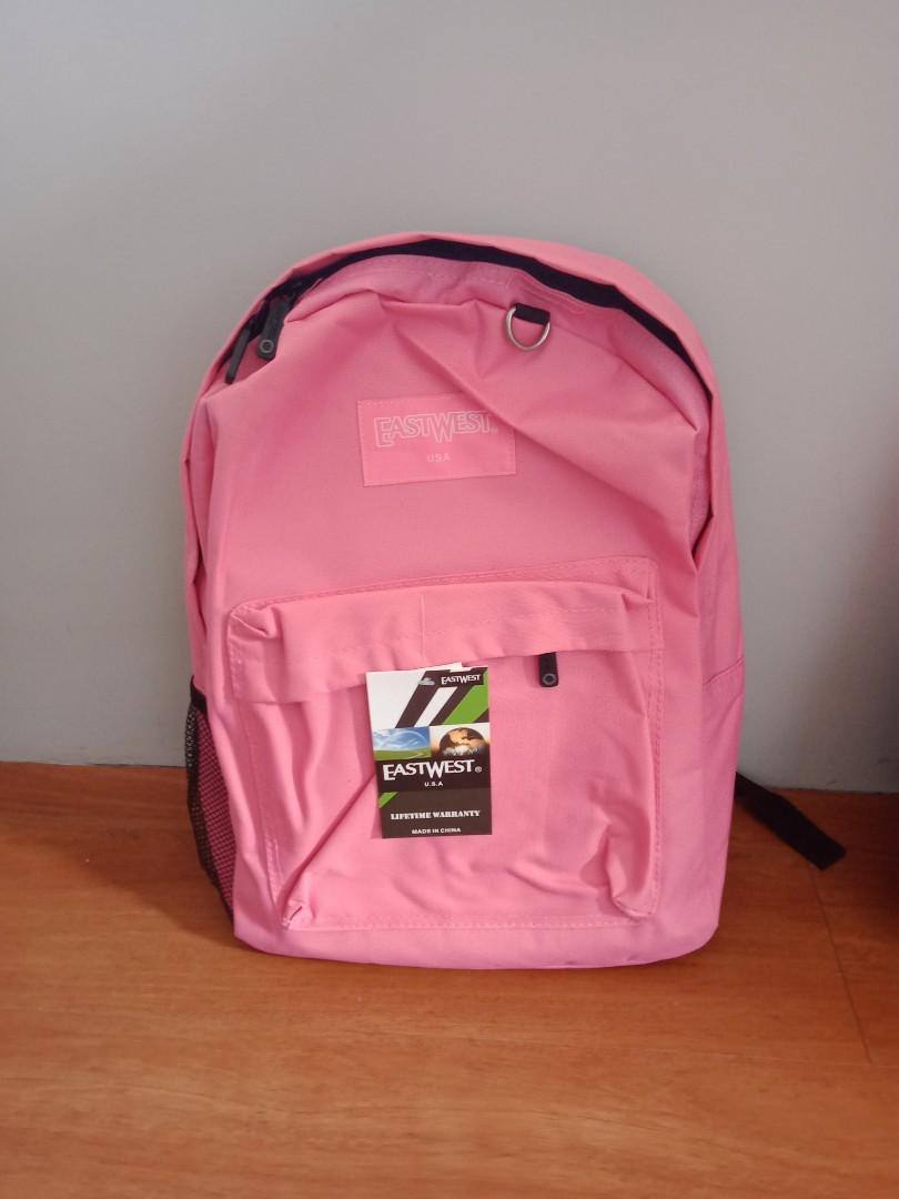 Eastwest USA backpack (Category: Diaper Bags & Wetbags) located in Manila. Submitted by PickClickShip (Listing ID 182334734, Image 2). Description: Eastwest Backpack USA - only dark pink and light pink available - medium size functional backpack - backpack/daypack with 600 denier construction - single main compartment and 1 front pocket - very durable - water resistant, polyester material - with key holder - with water bottle pocket - can store i