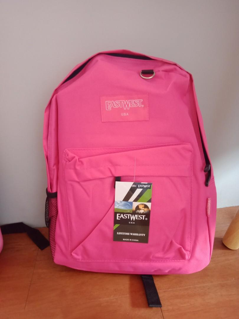 Eastwest USA backpack (Category: Diaper Bags & Wetbags) located in Manila. Submitted by PickClickShip (Listing ID 182334734, Image 3). Description: Eastwest Backpack USA - only dark pink and light pink available - medium size functional backpack - backpack/daypack with 600 denier construction - single main compartment and 1 front pocket - very durable - water resistant, polyester material - with key holder - with water bottle pocket - can store i