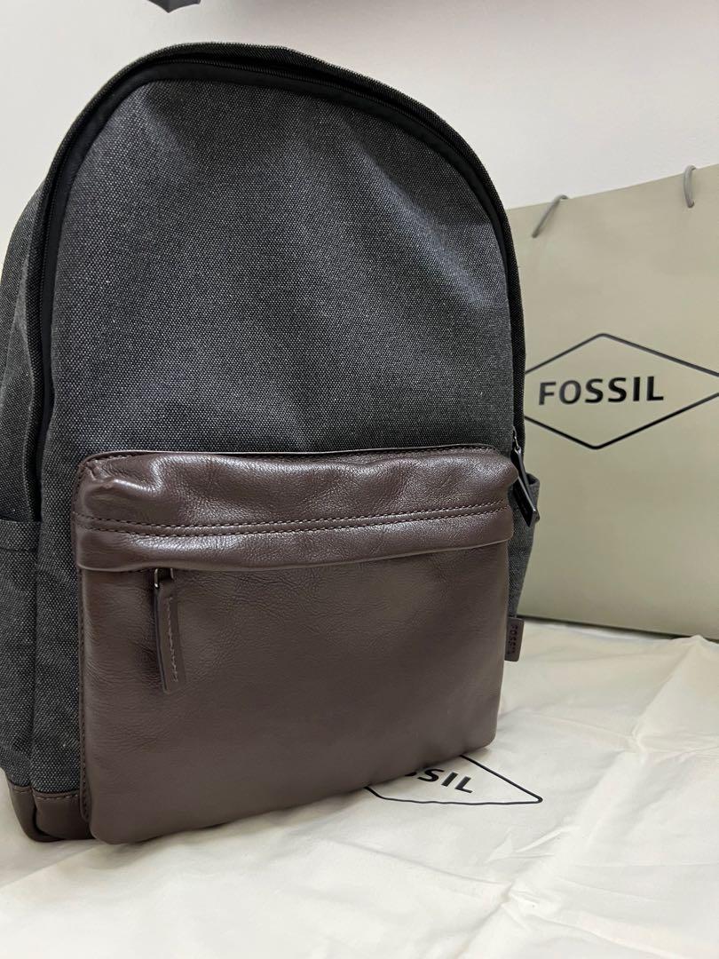 Fossil brown leather backpack 15”, Luxury, Bags & Wallets on Carousell