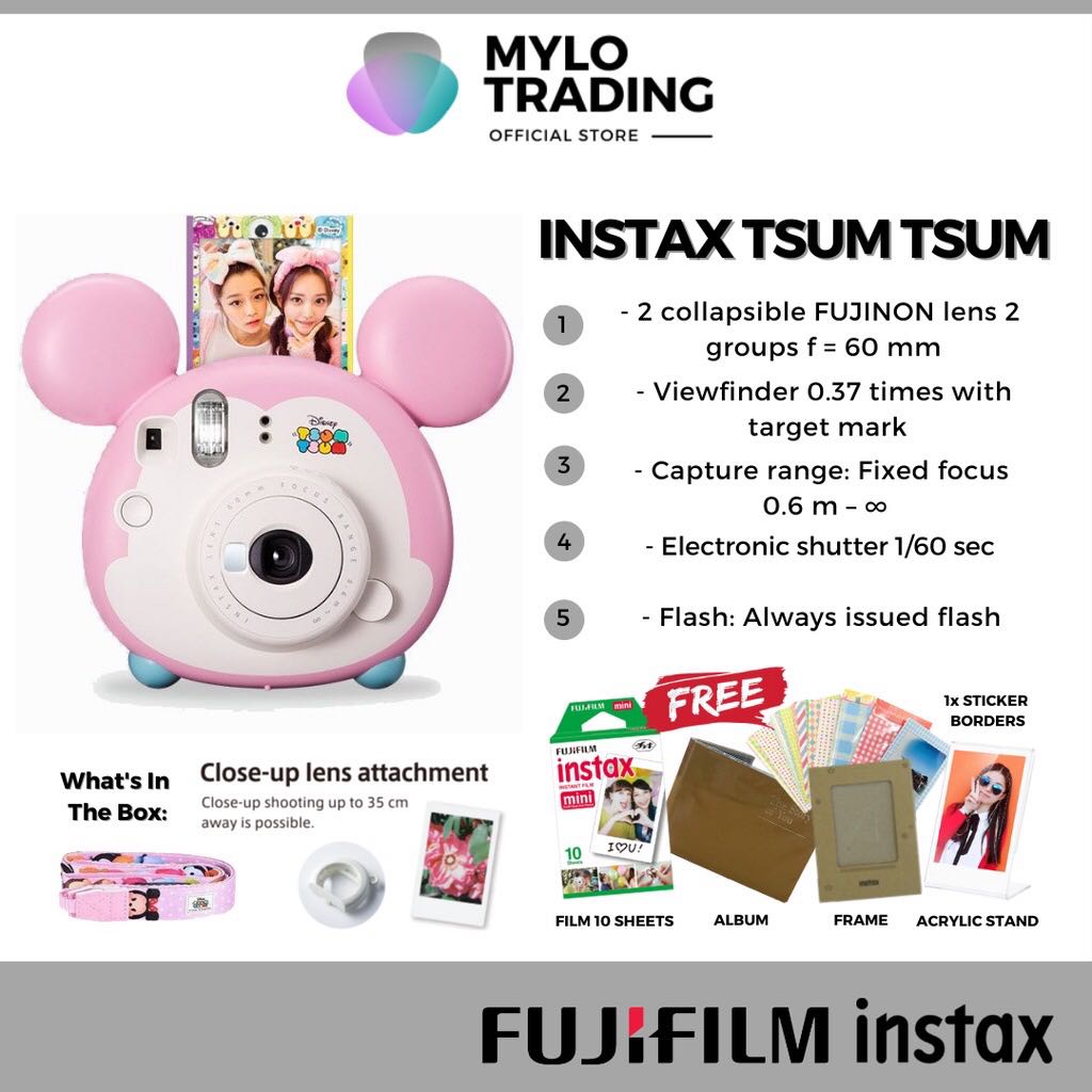 rook toren geef de bloem water Fujifilm Instax Mini Tsum Tsum Instant Camera, Photography on Carousell