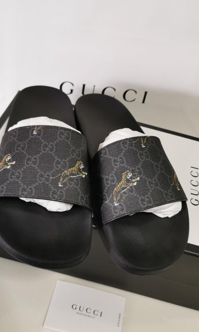 USED GUCCI Men s GG Supreme tigers slide sandal slippers shoe