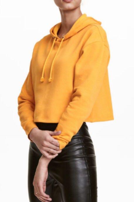 Yellow cropped top hoodie h&m