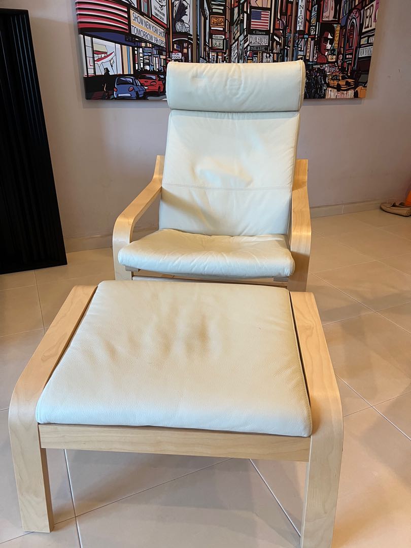 IKEA Poang Leather Armchair, Furniture & Home Living, Furniture, Chairs