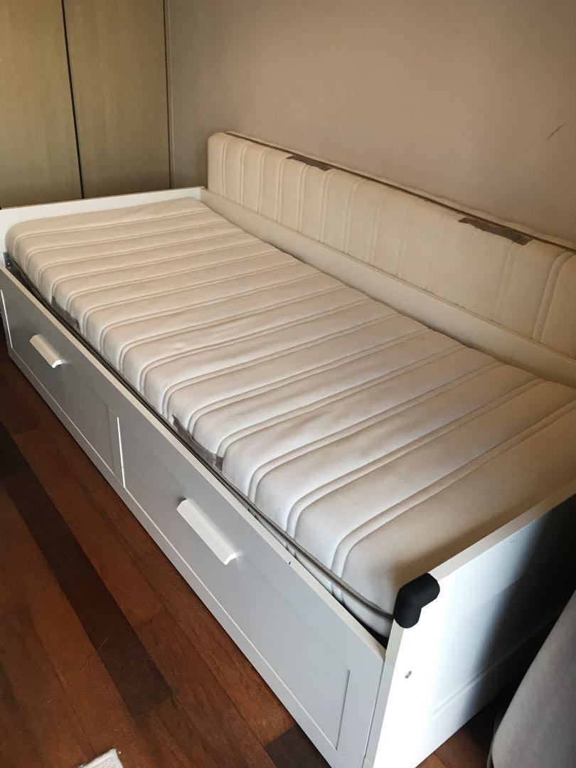 Ikea pull out bed/day bed with drawers, Furniture & Home Living, Furniture, Bed Frames