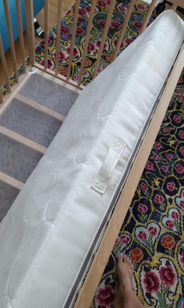 IKEA SNIGLAR cot/crib with a good mattress, natural wood, Babies & Kids
