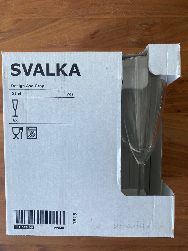 IKEA Svalka 6 x Champagne flutes / glasses, Furniture & Home Living