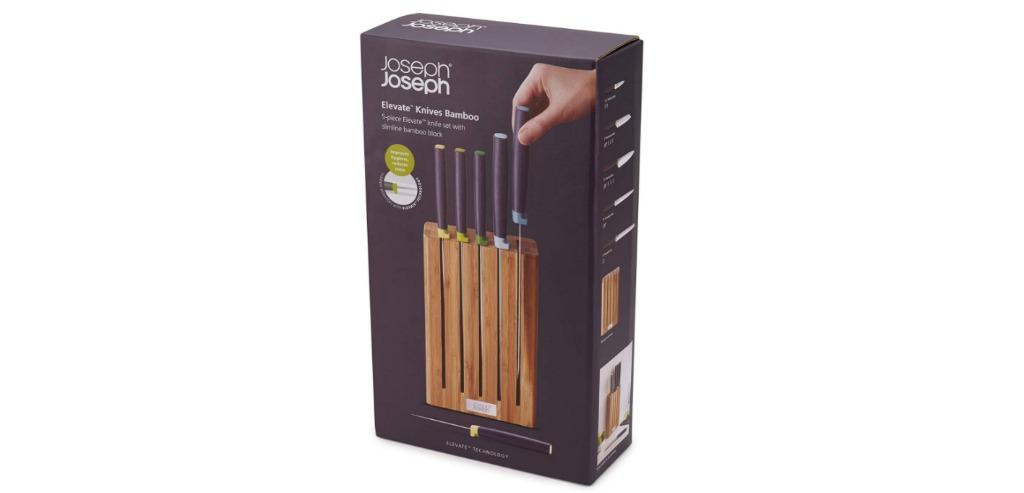  Joseph Joseph 10300 Elevate Knife Set with Slimline Bamboo Block  Japanese Stainless Steel, Opal, 6-piece: Home & Kitchen
